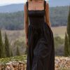 Sexy Lace Square Neck Lace Up Back Fit & Flare Midi Sundress - Black Sexy Lace Square Neck Lace Up Back Fit & Flare Midi Sundress - Black