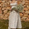 Sexy Lace Square Neck Lace Up Back Fit & Flare Midi Sundress - Floral