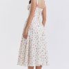 Sexy Lace Square Neck Lace Up Back Fit & Flare Midi Sundress - Floral