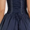 Sexy Lace Square Neck Tie Front Lace Up Back Drop Waist Mini Sundress - Navy Sexy Lace Square Neck Tie Front Lace Up Back Drop Waist Mini Sundress - Navy