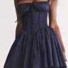 Sexy Lace Square Neck Tie Front Lace Up Back Drop Waist Mini Sundress - Navy Sexy Lace Square Neck Tie Front Lace Up Back Drop Waist Mini Sundress - Navy