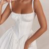Sexy Lace Square Neck Tie Front Lace Up Back Drop Waist Mini Sundress - White Sexy Lace Square Neck Tie Front Lace Up Back Drop Waist Mini Sundress - White