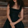 Sexy Ruffle Square Neck Frilled Fit and Flare Drop Waist Summer Mini Sundress - Black