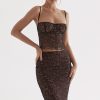 Sexy Scalloped Floral Lace Bra Top Midi Skirt Two Piece Dress - Black Sexy Scalloped Floral Lace Bra Top Midi Skirt Two Piece Dress - Black