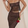 Sexy Scalloped Floral Lace Bra Top Midi Skirt Two Piece Dress - Black Sexy Scalloped Floral Lace Bra Top Midi Skirt Two Piece Dress - Black