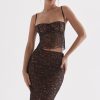 Sexy Scalloped Floral Lace Bra Top Midi Skirt Two Piece Dress - Black Sexy Scalloped Floral Lace Bra Top Midi Skirt Two Piece Dress - Black