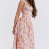 Sexy Square Neck Button Down Lace Up Fit & Flare Printed Midi Sundress - Floral Sexy Square Neck Button Down Lace Up Fit & Flare Printed Midi Sundress - Floral