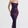 Sexy Sweetheart Bodycon Lace Mesh Sleeveless Printed Maxi Dress - Floral Sexy Sweetheart Bodycon Lace Mesh Sleeveless Printed Maxi Dress - Floral