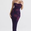 Sexy Sweetheart Bodycon Lace Mesh Sleeveless Printed Maxi Dress - Floral Sexy Sweetheart Bodycon Lace Mesh Sleeveless Printed Maxi Dress - Floral