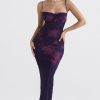 Sexy Sweetheart Bodycon Lace Mesh Sleeveless Printed Maxi Dress - Floral Sexy Sweetheart Bodycon Lace Mesh Sleeveless Printed Maxi Dress - Floral