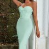 Sexy Sweetheart Bodycon Strapless Bandage Cocktail Midi Dress - Mint Green Sexy Sweetheart Bodycon Strapless Bandage Cocktail Midi Dress - Mint Green
