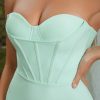 Sexy Sweetheart Bodycon Strapless Bandage Cocktail Midi Dress - Mint Green Sexy Sweetheart Bodycon Strapless Bandage Cocktail Midi Dress - Mint Green
