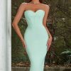 Sexy Sweetheart Bodycon Strapless Bandage Cocktail Midi Dress - Mint Green Sexy Sweetheart Bodycon Strapless Bandage Cocktail Midi Dress - Mint Green