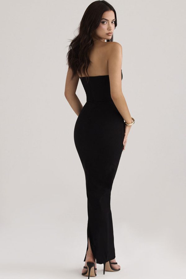 Sexy Sweetheart Strapless Bodycon Maxi Prom Formal Dress - Black Sexy Sweetheart Strapless Bodycon Maxi Prom Formal Dress - Black