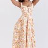 Sexy Tie Neck High Split Floral Printed Summer Midi Sundress - Beige Sexy Tie Neck High Split Floral Printed Summer Midi Sundress - Beige