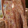 Sexy Tie Neck High Split Floral Printed Summer Midi Sundress - Beige Sexy Tie Neck High Split Floral Printed Summer Midi Sundress - Beige