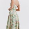 Sexy Tie Neck High Split Floral Printed Summer Midi Sundress - Green Sexy Tie Neck High Split Floral Printed Summer Midi Sundress - Green