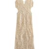 Sexy V Neck Cutout Circle Crochet Open Knit Maxi Beach Vacation Dress - Beige Sexy V Neck Cutout Circle Crochet Open Knit Maxi Beach Vacation Dress - Beige