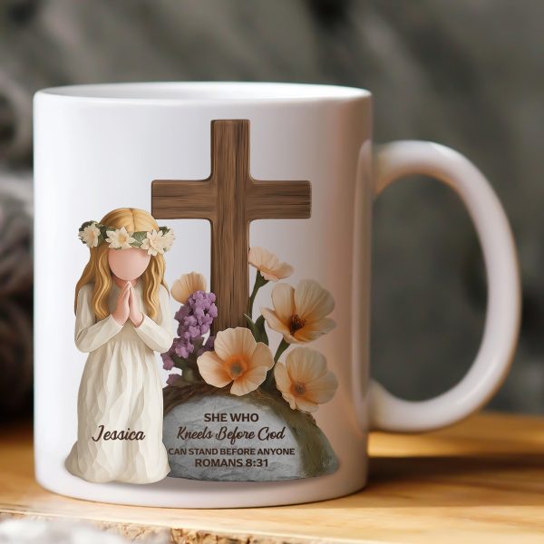 She Who Kneels Before God Can Stand Before Anyone Gift For Her - Personalized Mug She Who Kneels Before God Can Stand Before Anyone Gift For Her - Personalized Mug