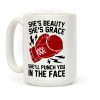 She's Beauty She's Grace She'll Punch You In The Face Coffee Mug She's Beauty She's Grace She'll Punch You In The Face Coffee Mug
