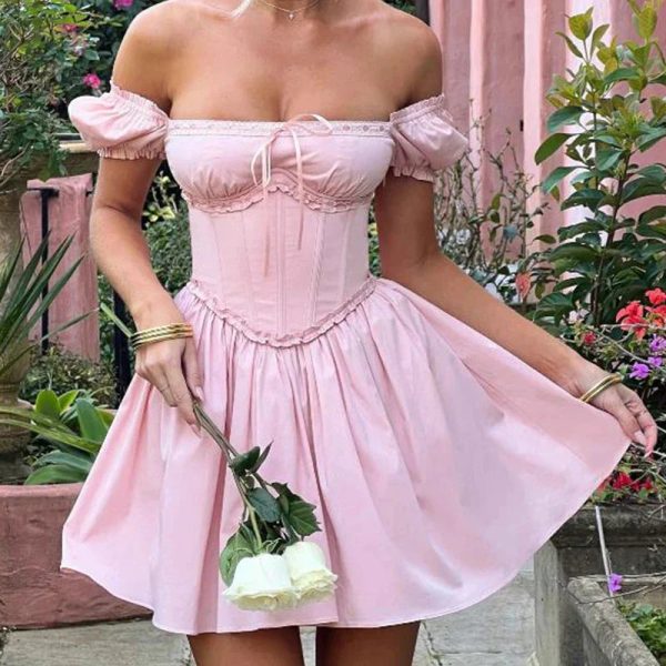 Short Puff Sleeve Corset Mini Dress Short Puff Sleeve Corset Mini Dress