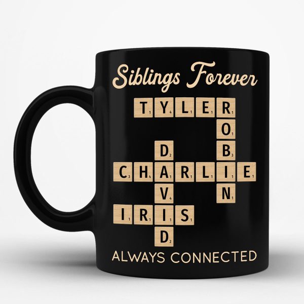 Siblings Forever Always Connected Crossword Puzzle Art Personalized Mug Siblings Forever Always Connected Crossword Puzzle Art Personalized Mug
