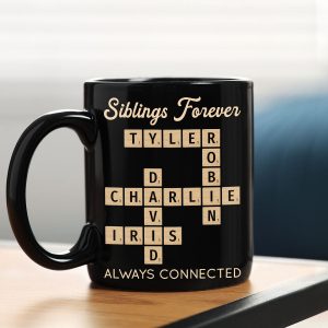 Siblings Forever Always Connected Crossword Puzzle Art Personalized Mug