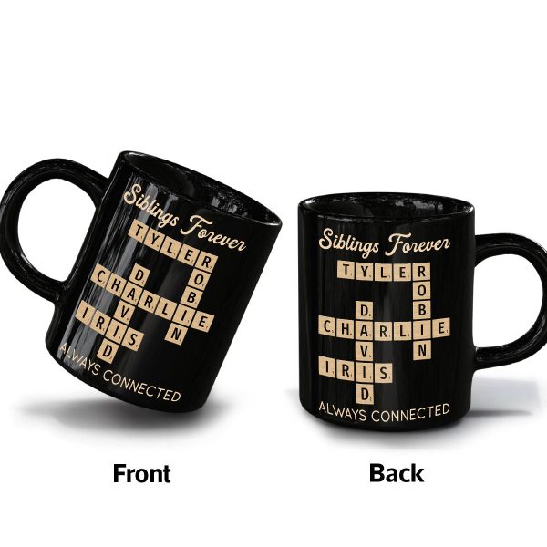 Siblings Forever Always Connected Crossword Puzzle Art Personalized Mug Siblings Forever Always Connected Crossword Puzzle Art Personalized Mug