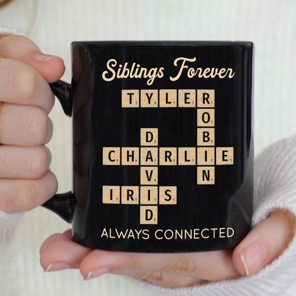 Siblings Forever Always Connected Crossword Puzzle Art Personalized Mug Siblings Forever Always Connected Crossword Puzzle Art Personalized Mug