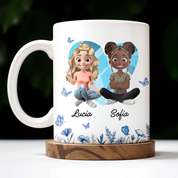 Side By Side Or Miles Apart, Besties Are Always Connected By Heart, Butterflies and Flowers - Personalized Custom Coffee Mug - BST168_MG Side By Side Or Miles Apart, Besties Are Always Connected By Heart, Butterflies and Flowers - Personalized Custom Coffee Mug - BST168_MG