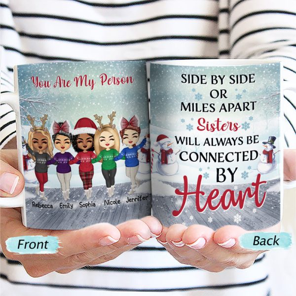Side By Side Or Miles Apart Sisters And Brothers, Best Friends - Christmas Gift - Personalized Custom White Edge-to-Edge Mug Side By Side Or Miles Apart Sisters And Brothers, Best Friends - Christmas Gift - Personalized Custom White Edge-to-Edge Mug