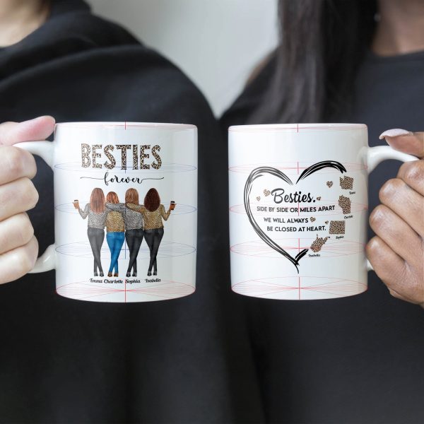 Side By Side Or Miles Apart Sisters Forever - Personalized Mug- Birthday Gift For Sisters, Sistas, Besties, BFF, Friends Side By Side Or Miles Apart Sisters Forever - Personalized Mug- Birthday Gift For Sisters, Sistas, Besties, BFF, Friends