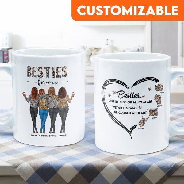 Side By Side Or Miles Apart Sisters Forever - Personalized Mug- Birthday Gift For Sisters, Sistas, Besties, BFF, Friends Side By Side Or Miles Apart Sisters Forever - Personalized Mug- Birthday Gift For Sisters, Sistas, Besties, BFF, Friends