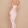 Silky Satin Bustier Spaghetti Strap Corset Formal Maxi Dress - Pink Silky Satin Bustier Spaghetti Strap Corset Formal Maxi Dress - Pink