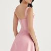 Silky Satin Square Neck Suspender Strap Party Mini Dress - Pink Silky Satin Square Neck Suspender Strap Party Mini Dress - Pink