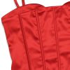 Silky Spaghetti Strap Sleeveless Corset Satin Evening Maxi Dress - Red Silky Spaghetti Strap Sleeveless Corset Satin Evening Maxi Dress - Red