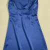 Silky Square Neck Spaghetti Strap Ruched Side Satin Slip Mini Dress - Blue