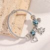 Silver Elephant and Heart Tree Charm Cuff Bracelet for Women Silver Elephant and Heart Tree Charm Cuff Bracelet for Women