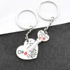 Silver Plated Couple Heart Keychain Set Silver Plated Couple Heart Keychain Set