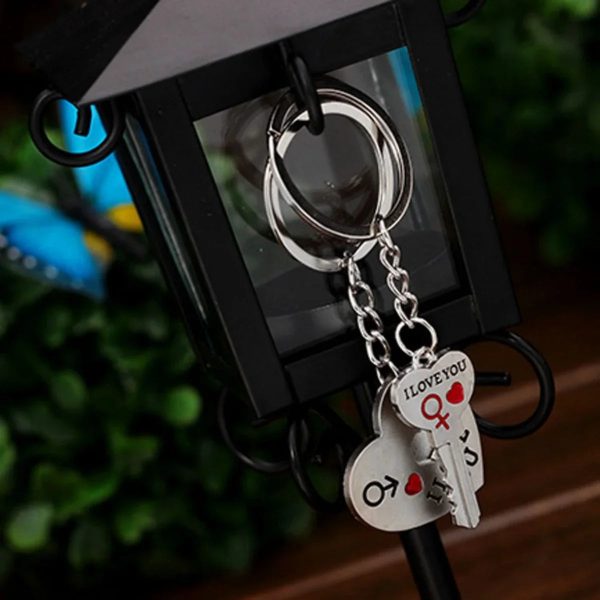 Silver Plated Couple Heart Keychain Set Silver Plated Couple Heart Keychain Set
