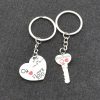 Silver Plated Couple Heart Keychain Set Silver Plated Couple Heart Keychain Set