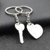 Silver Plated Couple Heart Keychain Set Silver Plated Couple Heart Keychain Set