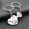 Silver Plated Couple Heart Keychain Set Silver Plated Couple Heart Keychain Set