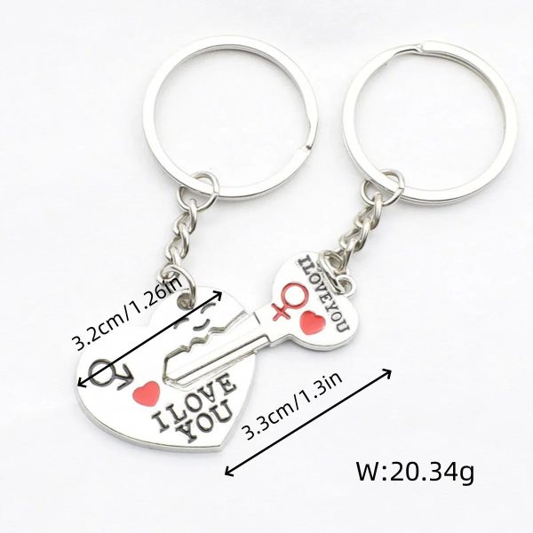 Silver Plated Couple Heart Keychain Set Silver Plated Couple Heart Keychain Set