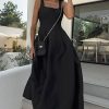 Simple Square Neck Fit and Flare Summer Maxi Tank Sundress - Black Simple Square Neck Fit and Flare Summer Maxi Tank Sundress - Black