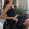 Simple Square Neck Fit and Flare Summer Maxi Tank Sundress - Black Simple Square Neck Fit and Flare Summer Maxi Tank Sundress - Black