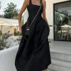 Simple Square Neck Fit and Flare Summer Maxi Tank Sundress - Black Simple Square Neck Fit and Flare Summer Maxi Tank Sundress - Black