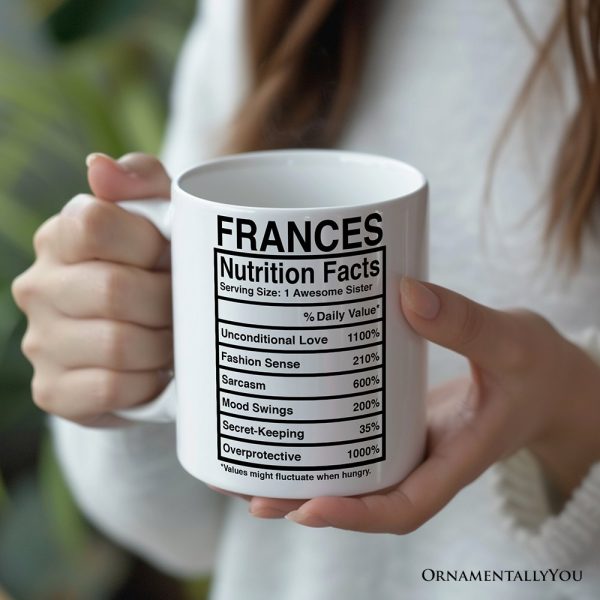 Sister Nutrition Facts Personalized Mug, Birthday Gift with Custom Name Sister Nutrition Facts Personalized Mug, Birthday Gift with Custom Name