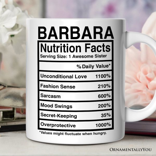 Sister Nutrition Facts Personalized Mug, Birthday Gift with Custom Name Sister Nutrition Facts Personalized Mug, Birthday Gift with Custom Name