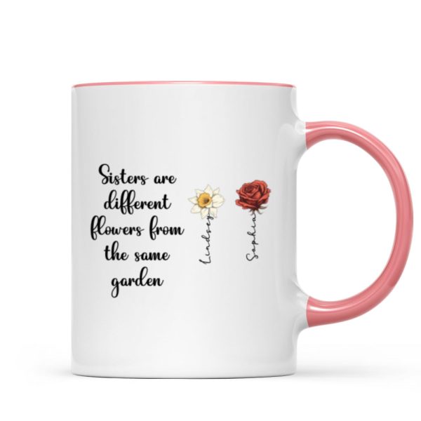 Sisters Are Diffrent Flowers From The Same Garden Personalized Mug, Long Distance Togetherness Birthday Christmas Gift For Sisters, Siblings